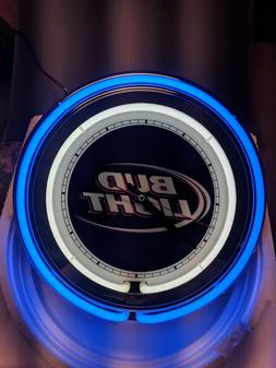 Bud Light Double Neon Wall Clock Great For Garage Man Cave