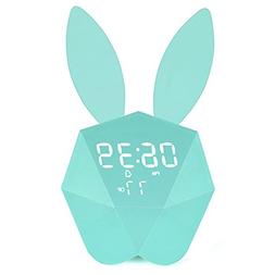 Bunny Rabbit Alarm Clock LED Night-Light Voice Control Sound
