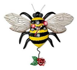 Allen Designs Buzz Bee and Red Flower Pendulum Wall Clock Ba