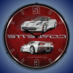 C7 CORVETTE BLADE SILVER LED LIGHTED WALL CLOCK BACKLIT SPOR