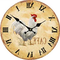 Moonluna Cafe Rooster Silent Wall Clock for Women Christms H