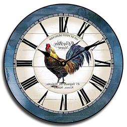 Carolina Blue Rooster Wall Clock, Available in 8 sizes, Most