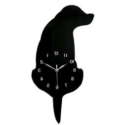 Cartoon Wall Clock Dog Clock with Wag Swing Tail for Bedroom