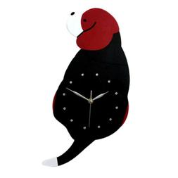 Cartoon Wall Clock Dog Clock with Wag Swing Tail for Bedroom