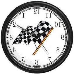 Checker or Checkered Flag - Auto Racing Theme Wall Clock by 