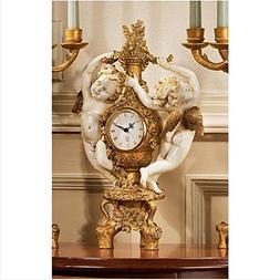 The Cherub's Harvest Clock in Ivory and Antiqued Faux Gold