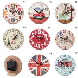 Chic Silent Round MDF Wooden Wall Table Clock Home Cafe Offi