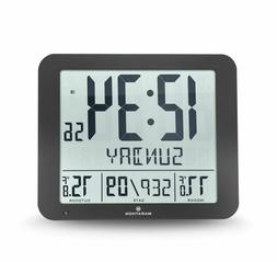 MARATHON CL030027-FD-BK SLIM ATOMIC WALL CLOCK CALENDAR -PER