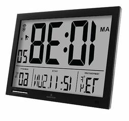 MARATHON CL030062BK Slim-Jumbo Atomic Digital Wall Clock wit
