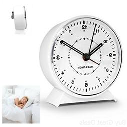 MARATHON CL034001WH Mechanical Wind-Up Alarm Clock White