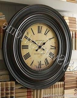 Classic Dark Wood Wall Clock Extra Large Masculine XL Neiman