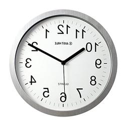 JustNile 10" Classic Round Quiet Silver Frame Wall Clock wit