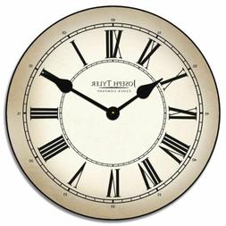 Classy Parchment Wall Clock  Vintage  Ultra Quiet Battery Op
