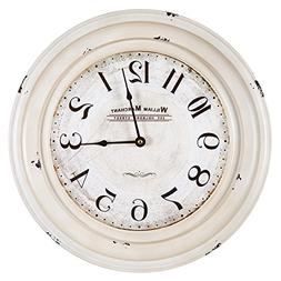 Yosemite Home Decor Circular Iron Wall Clock, Frame, White F