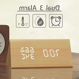 TooTa Digital Clock, 3 Alarm Settings, with Wooden Electroni