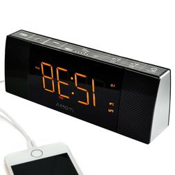 iTOMA Clock FM Radio, Dual Alarm, Bluetooth Speaker, Auto Ti