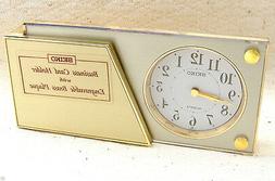 Seiko Clock Quartz for desk QQQ196G business card holder eng