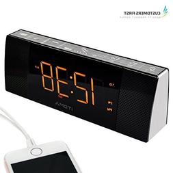 Clock Radio With USB Charger FM Alarm for Bedroom Bedside Ni