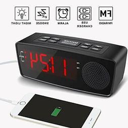 Clock Radios, Digital FM Alarm Radio Clock USB Charging Port