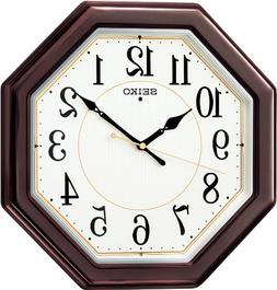 SEIKO CLOCK  wooden frame Standard radio analog hanging cloc