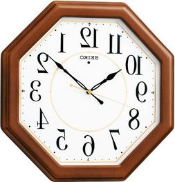 SEIKO CLOCK  wooden frame Standard radio analog hanging cloc