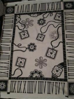 Watches Time Pieces Black White Fleece Fabric Panel Oop