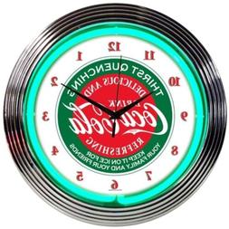 Coca-Cola Evergreen Licensed Neon Clock 15"x15"