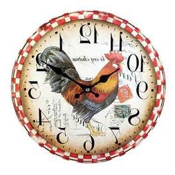 Cockerel Clock Large Rustic Rooster Design 34cm Wall Clock F