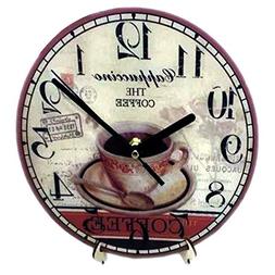 ORSHIS Coffee Design 9" Wall Clock with Wooden Stand, Ideal 