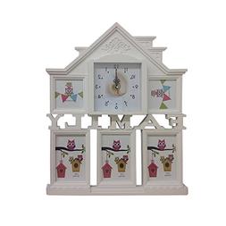 Collage Photo Frame With Wall clock, White family house desi