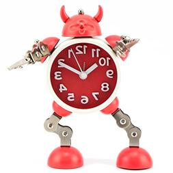 PiLife Cool Metal Robot Alarm Clock for Kids, Flashing Light