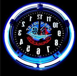 CORVETTE NEON LOGO BLUE NEON CLOCK - NEW!