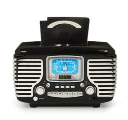 cr612d-bk corsair retro am/fm dual alarm clock radio with cd