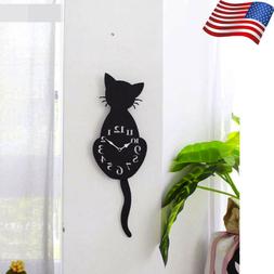 Creative Cartoon Cute Cat Wall Clock Home Decor Watch Way Ta