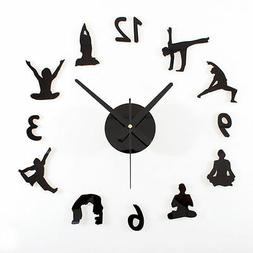 Creative Yoga Figure DIY Wall Clock for Living Room Acrylic 