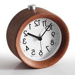 Battery Operated Clock,Cute Little Bedside Silent Alarm Cloc