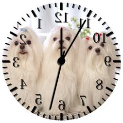 Cute Maltese Frameless Borderless Wall Clock Nice For Gifts 