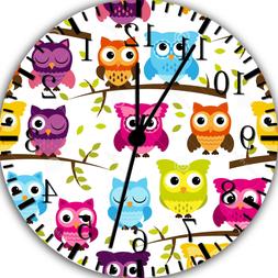 Cute Owl Frameless Borderless Wall Clock For Gifts or Home D