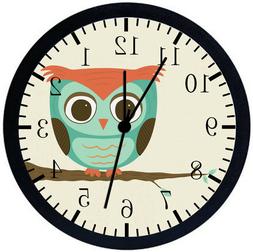 Cute Owl Black Frame Wall Clock E218
