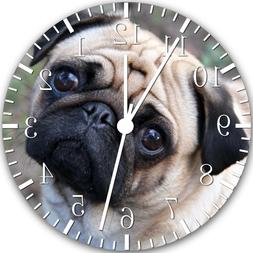 Cute Pug Frameless Borderless Wall Clock Nice For Gifts or D
