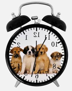 Cute Puppies Dogs Alarm Desk Clock 3.75" Home or Office Deco