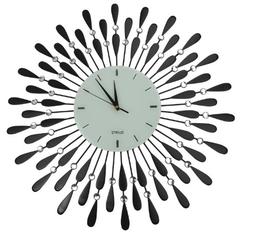 LuLu Decor, Black Drop Metal Wall Clock 24&rdquo;, White Glass D