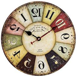 Home Decor Clock, Colorful Retro Roman Numerals Style,Silent