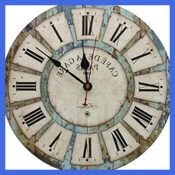 Decorative Wall Clock 12" Vintage Rustic Battery Operated Si