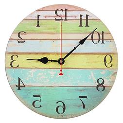 RELIAN Decorative Wall Clock, 12-Inch Beach Silent Wall Cloc