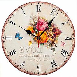 Silent Non Ticking Large Round Vintage Rustic For Living