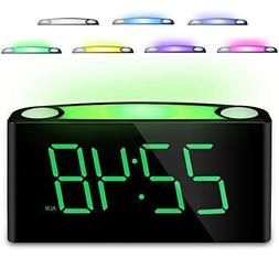 Desk Alarm Clock with 12/24 H, 7-Color Night Light, 7" Digit