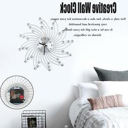 Diamond Wall Clock,Silver Metal Diamond Decorated Wall Clock