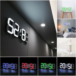 Digital 3D LED Big Wall Desk Alarm Clock Snooze 12/24 Hours 