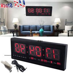 Digital Large Big Jumbo LED Wall Desk Clock W/ Calendar Temp